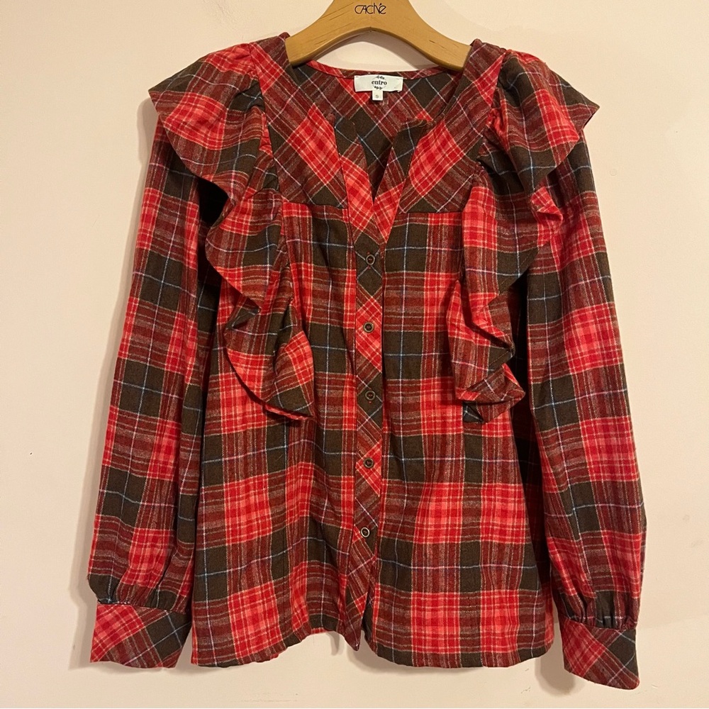 Plaid Ruffle Top - Picture 2 of 7